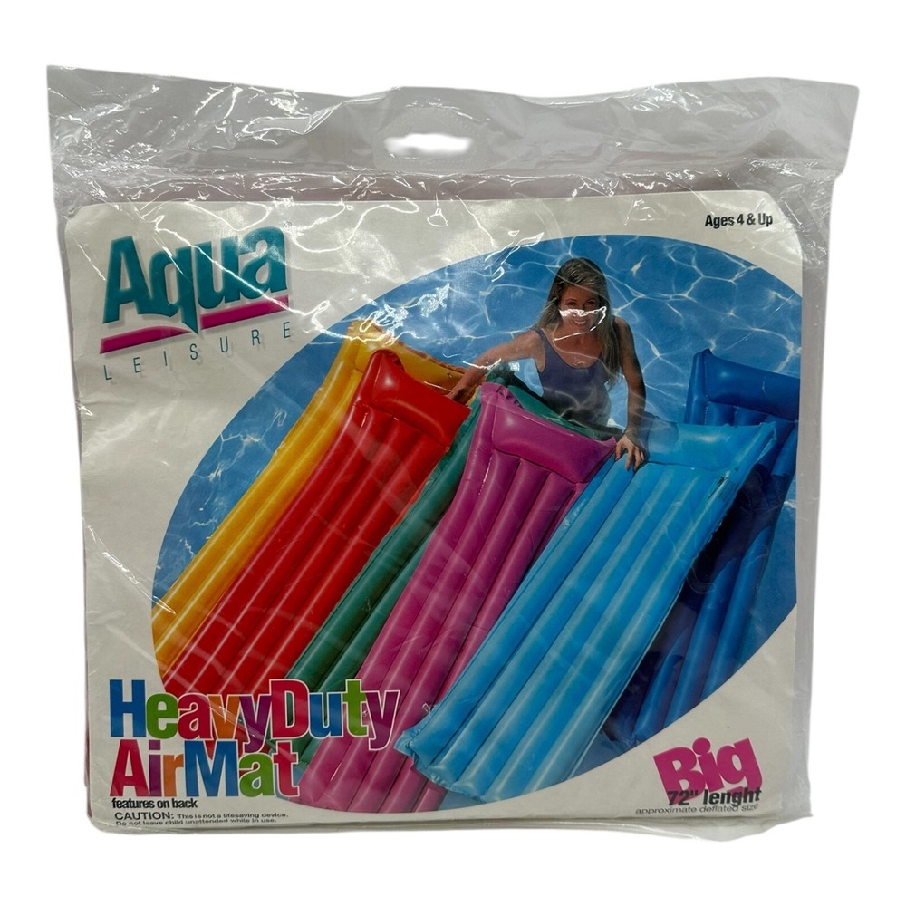 Vintage‎ Aqua Leisure Heavy Duty Air Mat Pool Inflatable Red 72" X 27" 1997